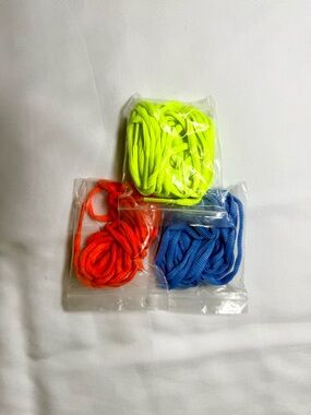 Neon Yellow, Bright Orange & Light Blue Round Cord Trio / Athletic Shoe Lace